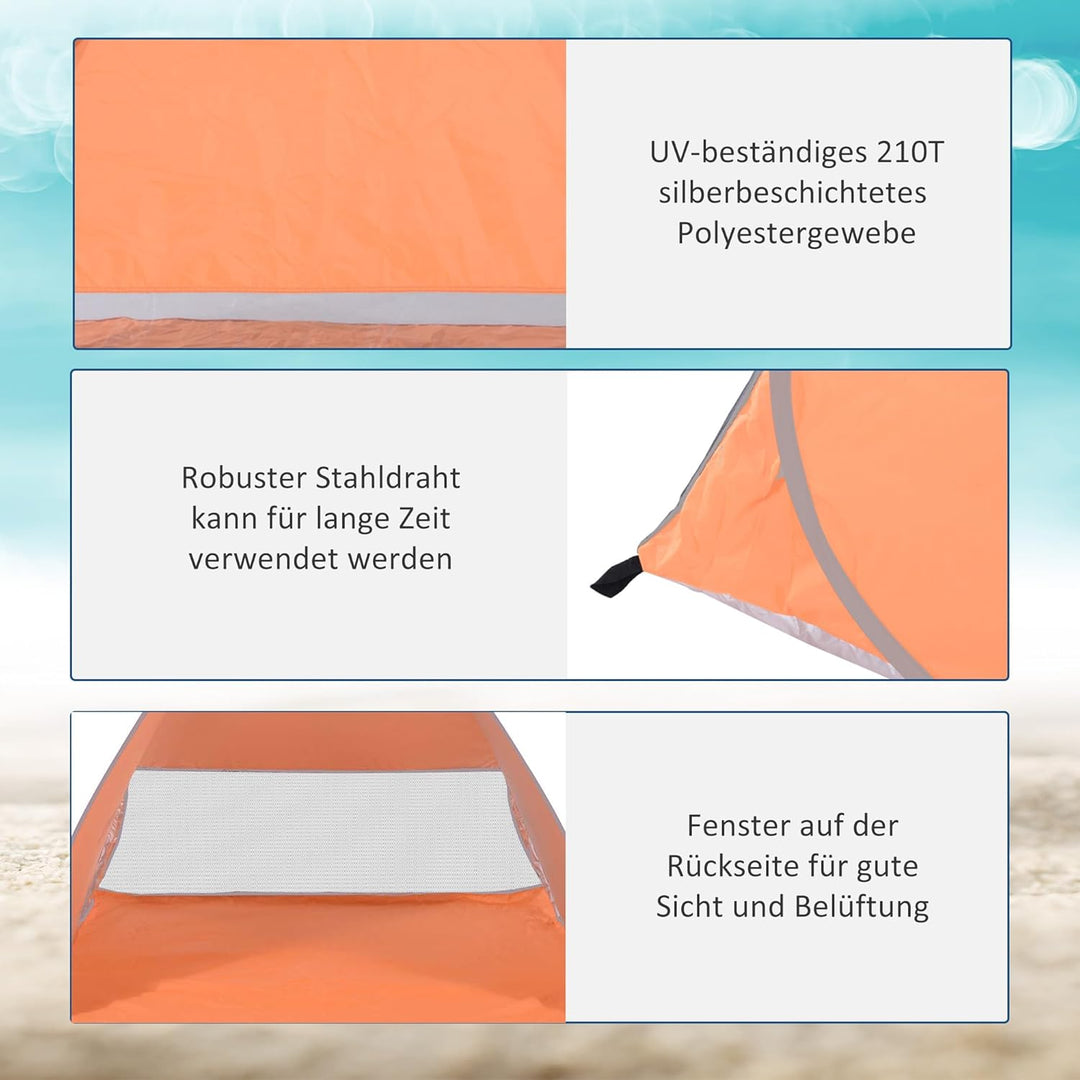 Outsunny Strandmuschel Pop Up Automatisch Strandzelt mit Fenster UV-Schutz tragbares Wurfzelt, Stran