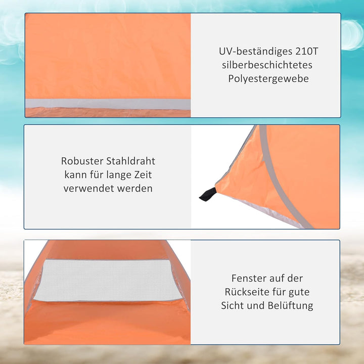 Outsunny Strandmuschel Pop Up Automatisch Strandzelt mit Fenster UV-Schutz tragbares Wurfzelt, Stran