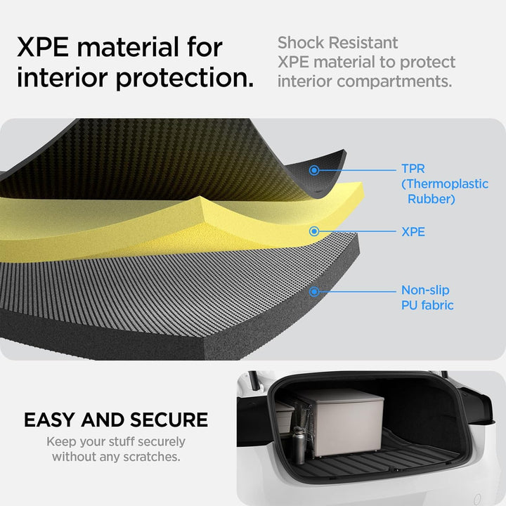 Spigen Tesla Model 3 Highland 2024 Hintere Kofferaummatte, Stossfestes XPE-Material zum Schutz der I