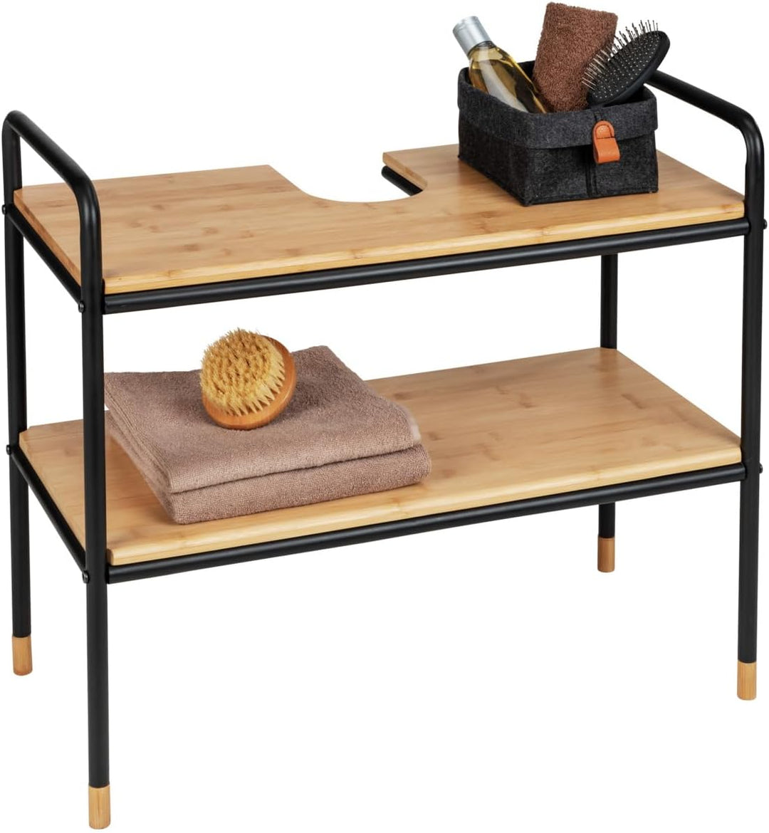 WENKO Waschbeckenunterschrank Loft mit 2 Ablagen aus FSC®-zertifiziertem Bambus, zur Aufbewahrung vo