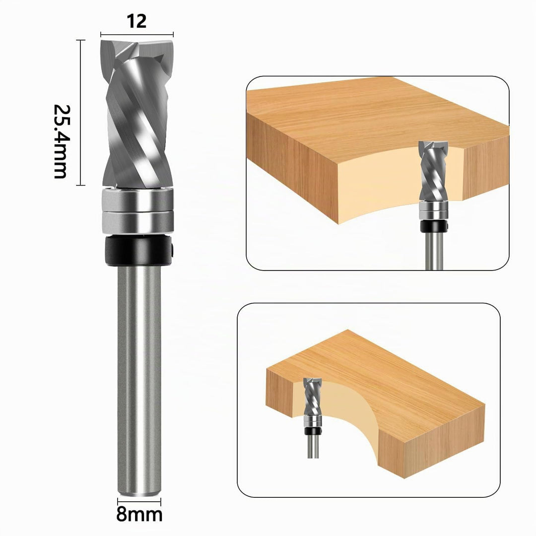 Bündigfräser Spiralfräser 8mm Schaft - Up&amp;Down Kompression Spiralnutfräser, 12mm Schnittdurchmesser,
