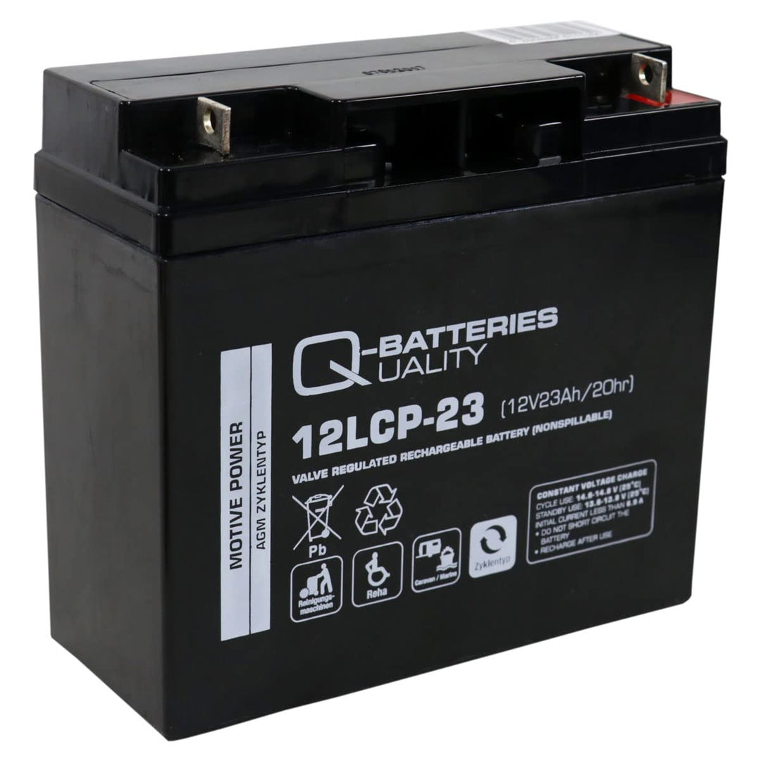 Q-Batteries 12LCP-23 / 12V - 23Ah Blei Akku Zyklentyp AGM - Deep Cycle VRLA - Anschluss F3