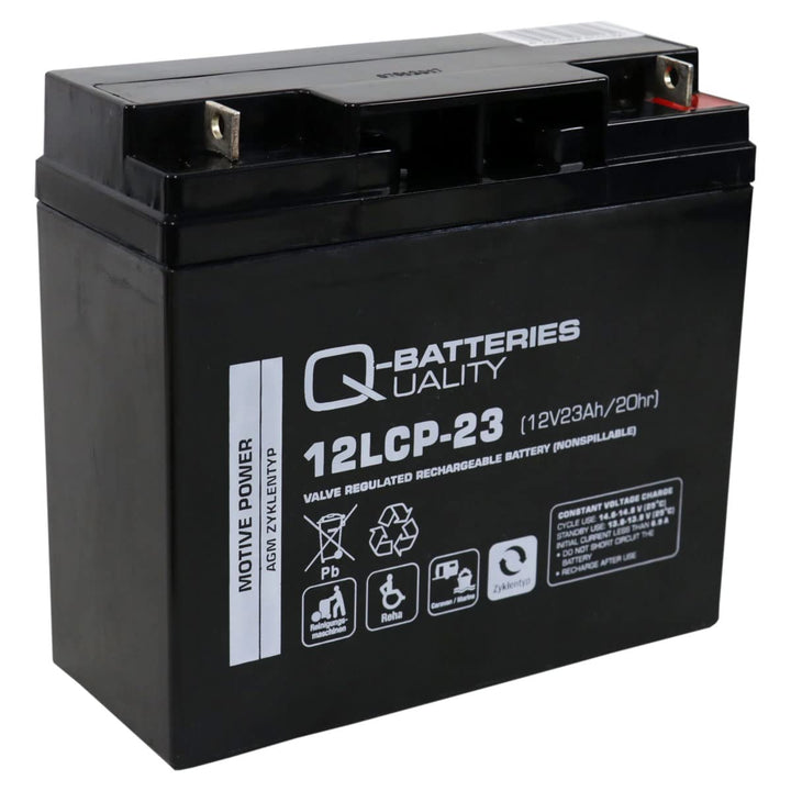 Q-Batteries 12LCP-23 / 12V - 23Ah Blei Akku Zyklentyp AGM - Deep Cycle VRLA - Anschluss F3
