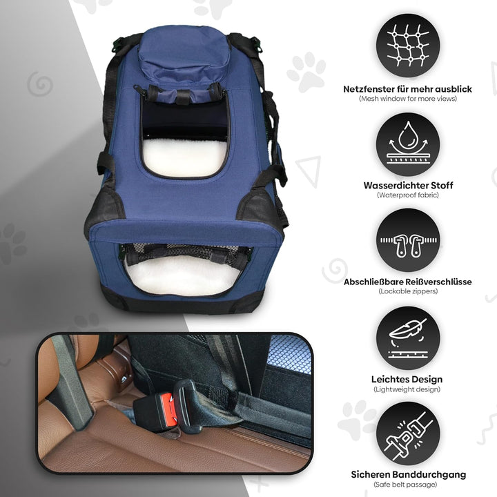 DEFACTO Hundebox faltbar für Auto &amp; Reisen | Hundetransportbox &amp; Hundetasche für Hunde, Katzen &amp; Hau