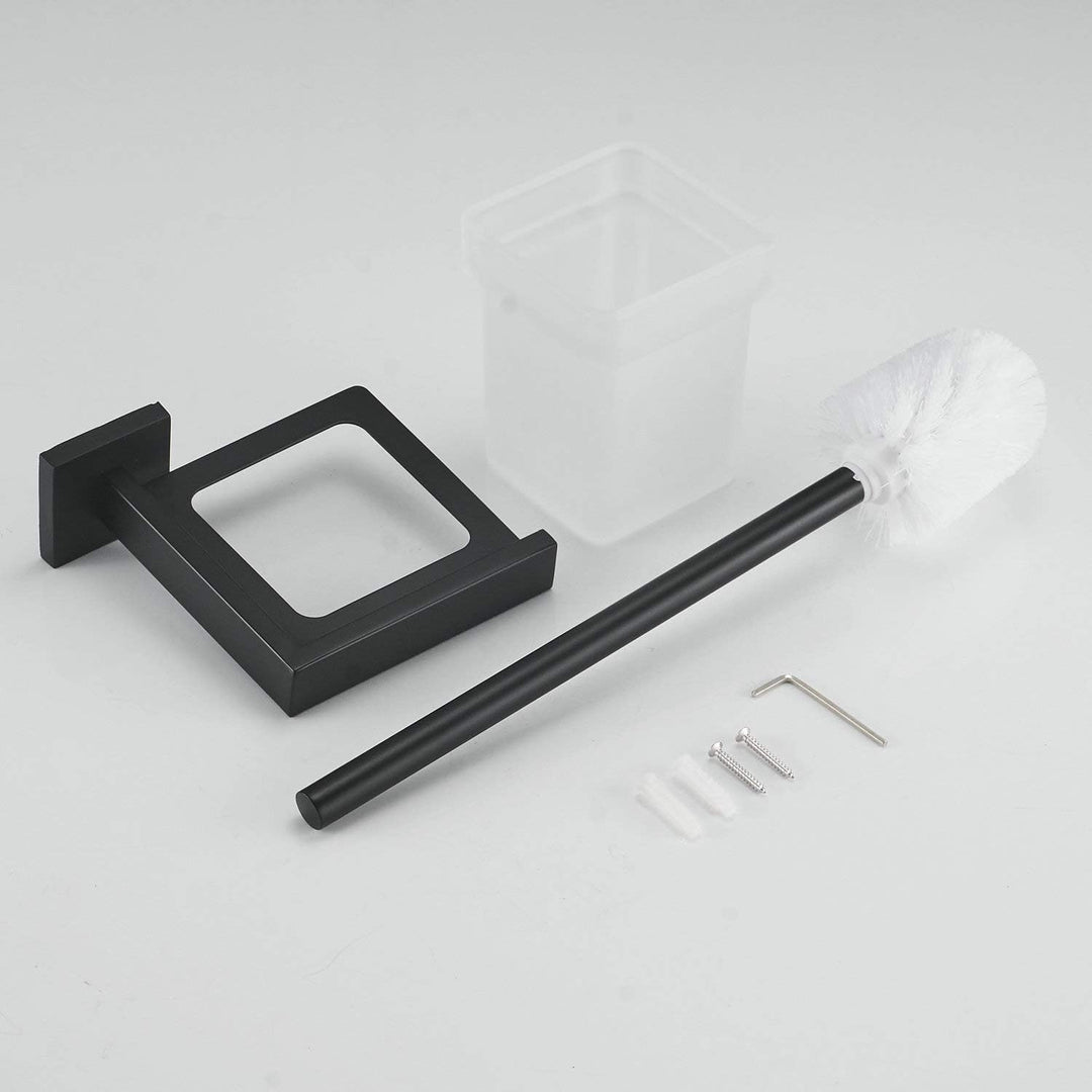 WC-Bürste und Halter Wand Toilettenbürste Mit Halterung, Schwarz, 304 Edelstahl und Mattglas für Bad