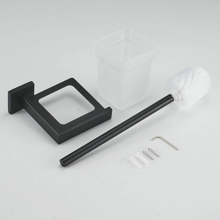 WC-Bürste und Halter Wand Toilettenbürste Mit Halterung, Schwarz, 304 Edelstahl und Mattglas für Bad