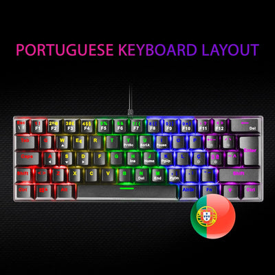 MARSGAMING Gaming MK60 Schwarz, Mechanische Tastatur FRGB, Antighosting, Switch Mechanischer Rot, Po