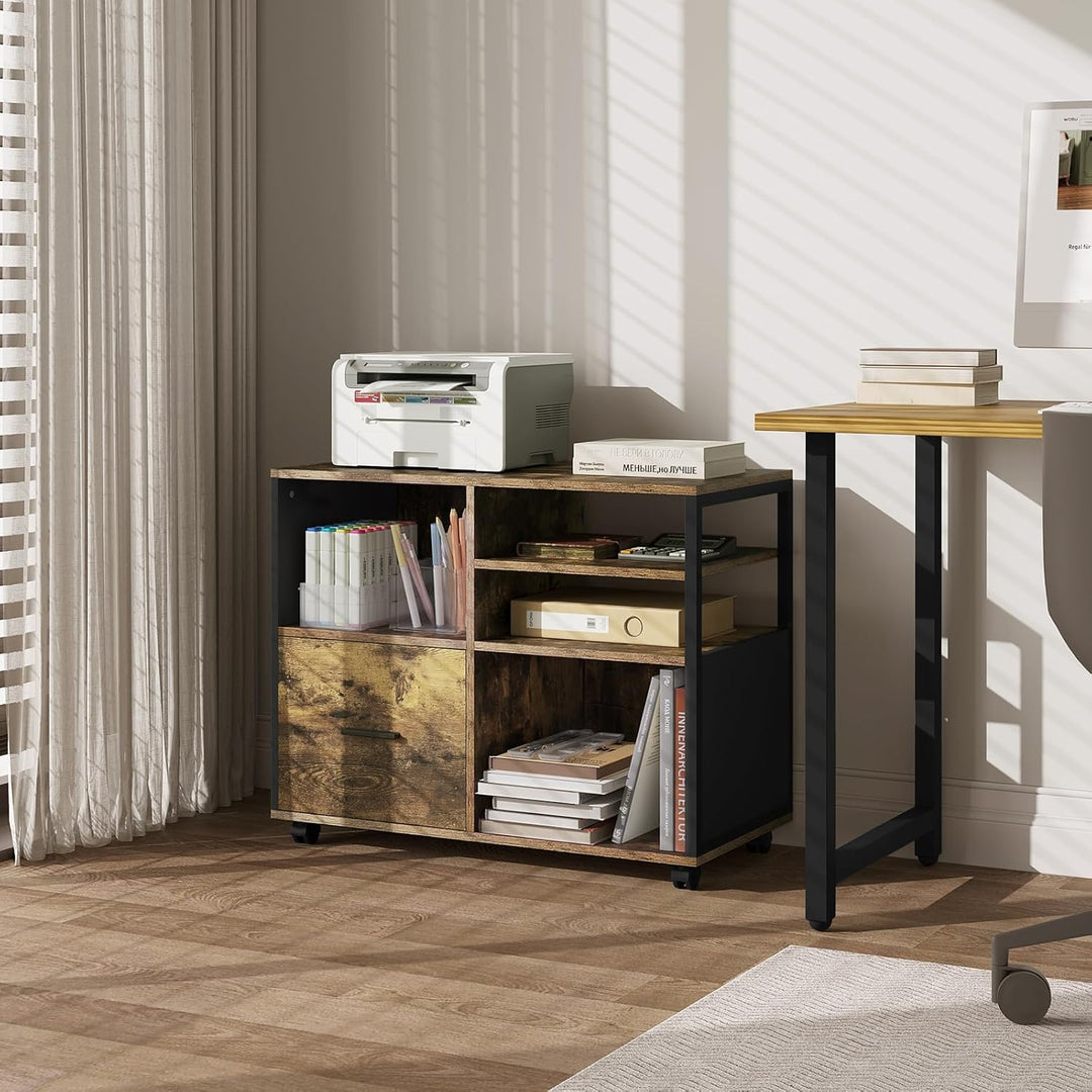 WOLTU Aktenschrank, Rollcontainer mit Schublade, Büroschrank auf Rollen, Rollschrank, Bürocontainer,