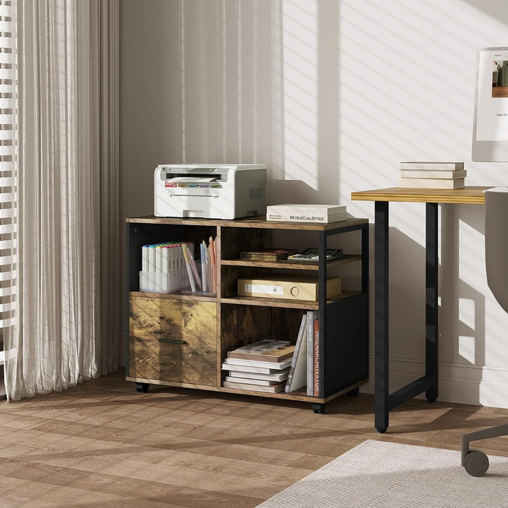 WOLTU Aktenschrank, Rollcontainer mit Schublade, Büroschrank auf Rollen, Rollschrank, Bürocontainer,