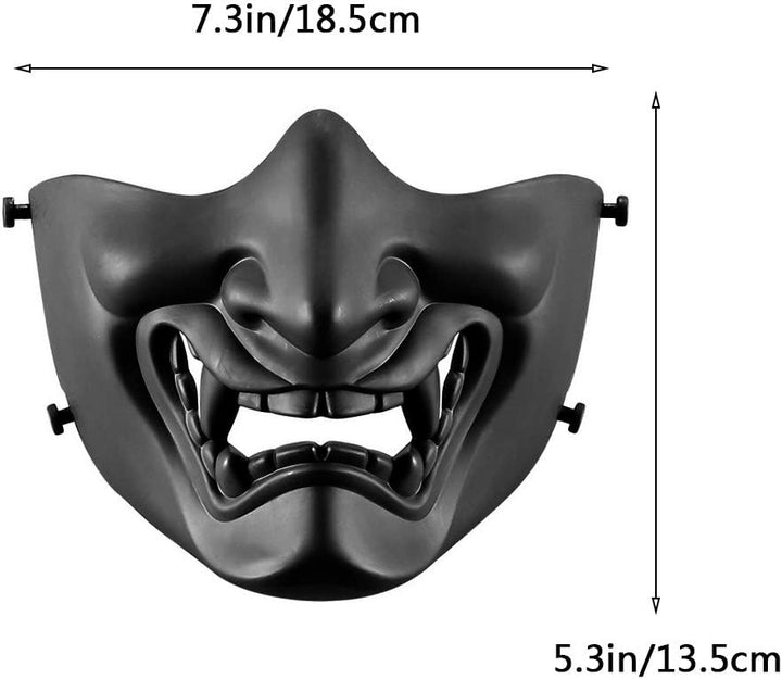AOUTACC Airsoft Half Face Masks, Evil Demon Monster Kabuki Samurai Hannya Oni Half Face Protective M