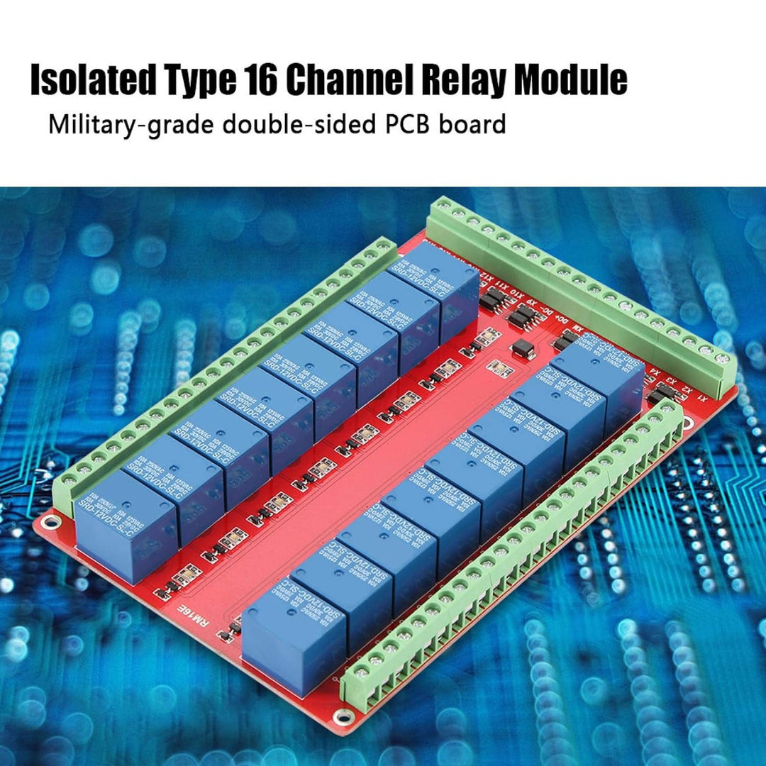 Relaisplatine, 16-Kanal-Relaismodul Schnittstellenplatine High Low Level Trigger DC 5/12/24V Schnitt