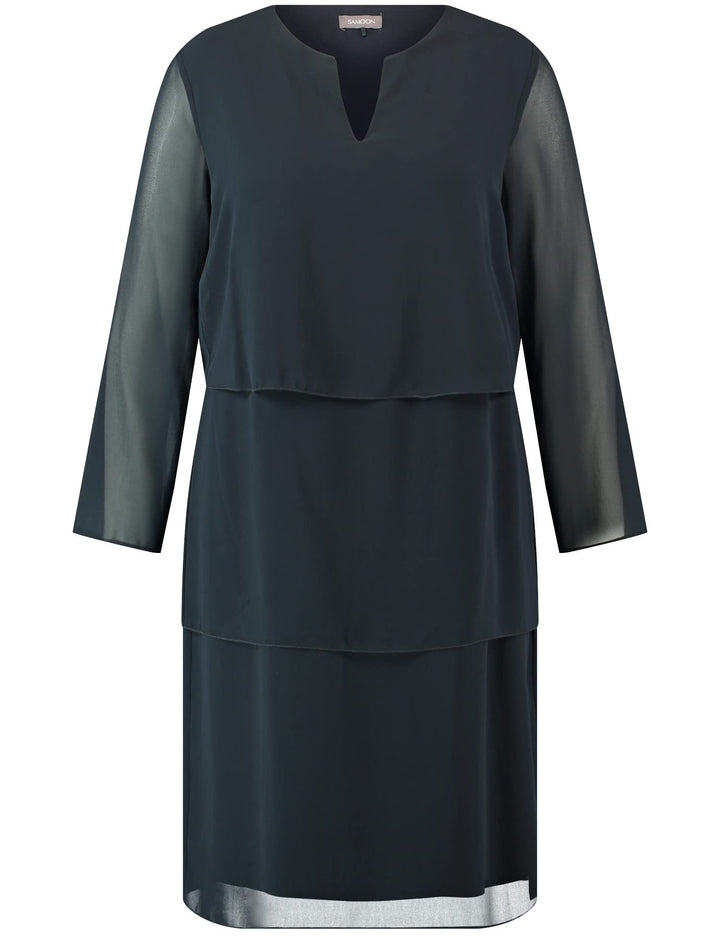 Samoon Damen 980999-29249 Kleid 50 Navy, 50 Navy