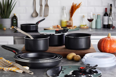 Tefal Ingenio Set, Aluminium, schwarz, 20 pièces (Nicht für Induktion geeignet) 20 Stk. Schwarz, 20