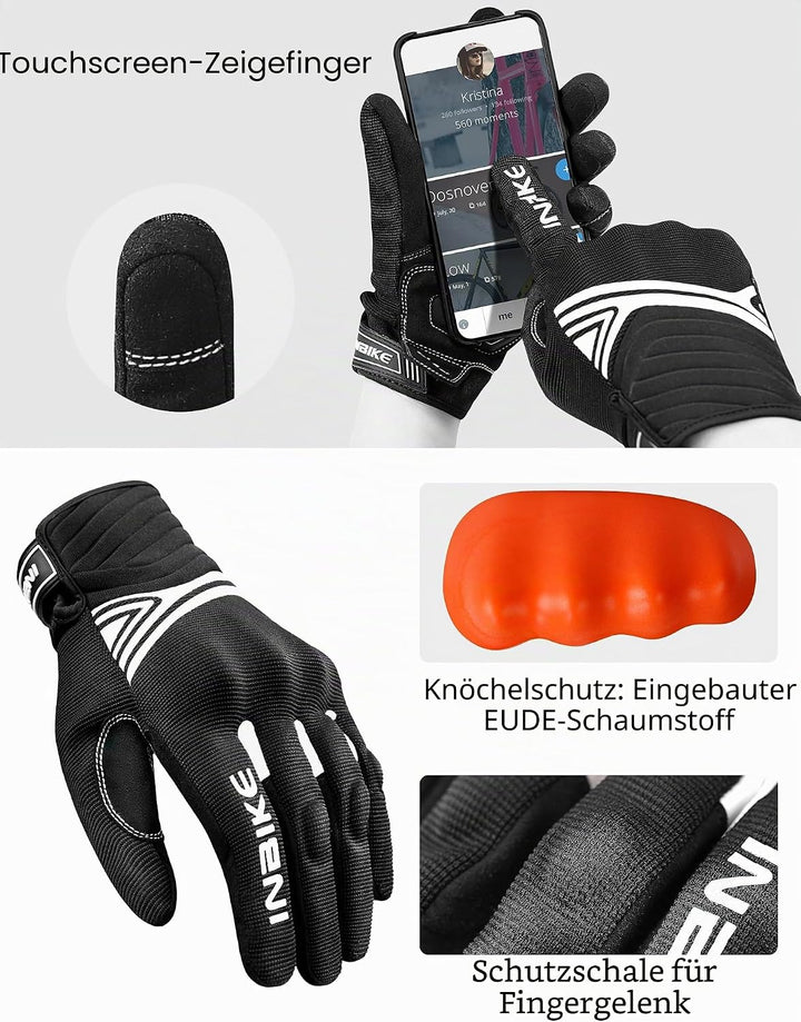 INBIKE Winter Motorradhandschuhe Wasserdicht Warm Winddicht mit Harter Schutz Motocross Motorrad Han