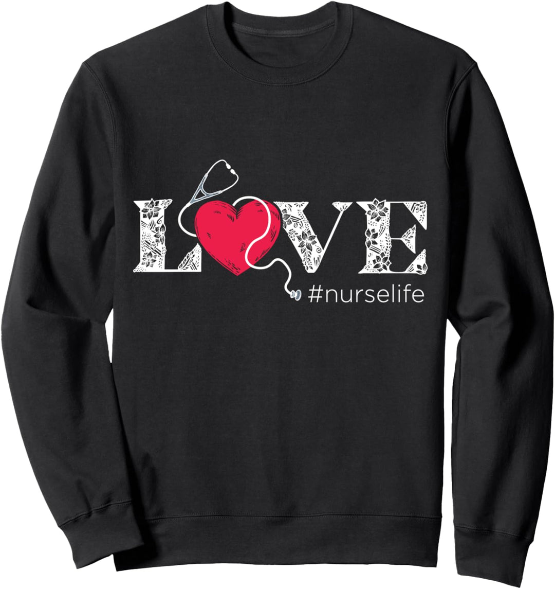 Registrierte Krankenschwester Herz Stethoskop Pflege Sweatshirt