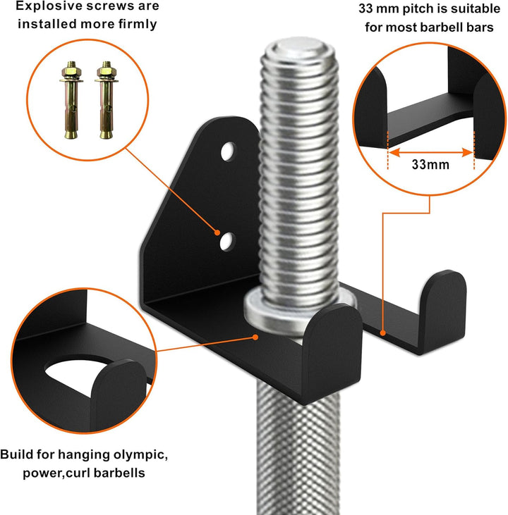 Einzelne Langhantelaufbewahrung, vertikaler Hänge-Langhantel-Rack, Wandhalterung, für olympische Lan