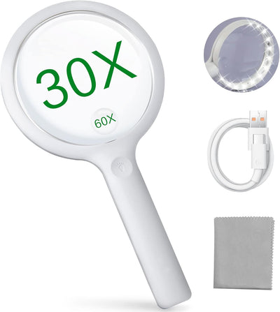 Lupe mit Licht,Leselupe mit Licht für Senioren Gross,3 Lichtmodi USB Wiederaufladbar,Beleuchtete Lup