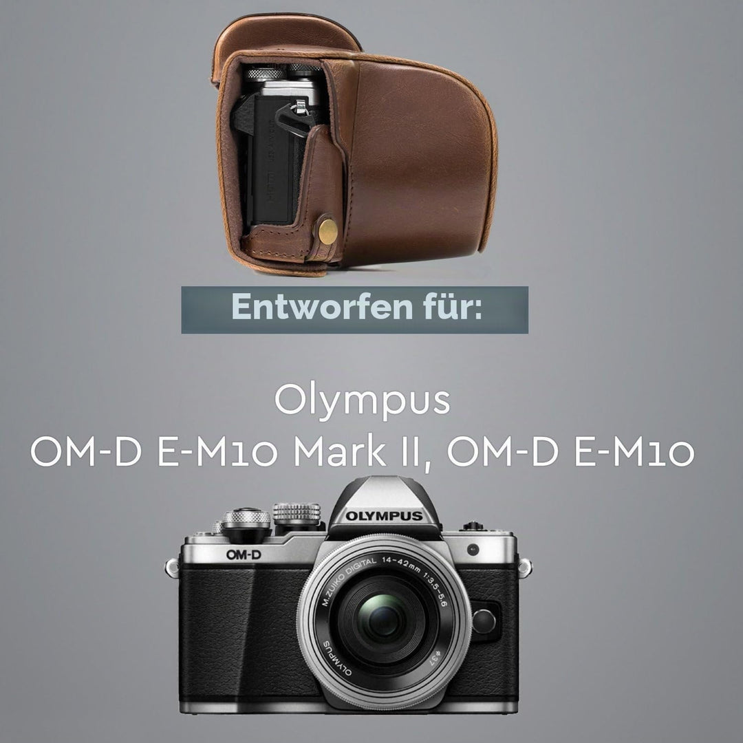MegaGear MG994 Olympus OM-D E-M10 Mark II, E-M10 (14-42mm) Ever Ready Leder Kamera-Case mit Tragerie