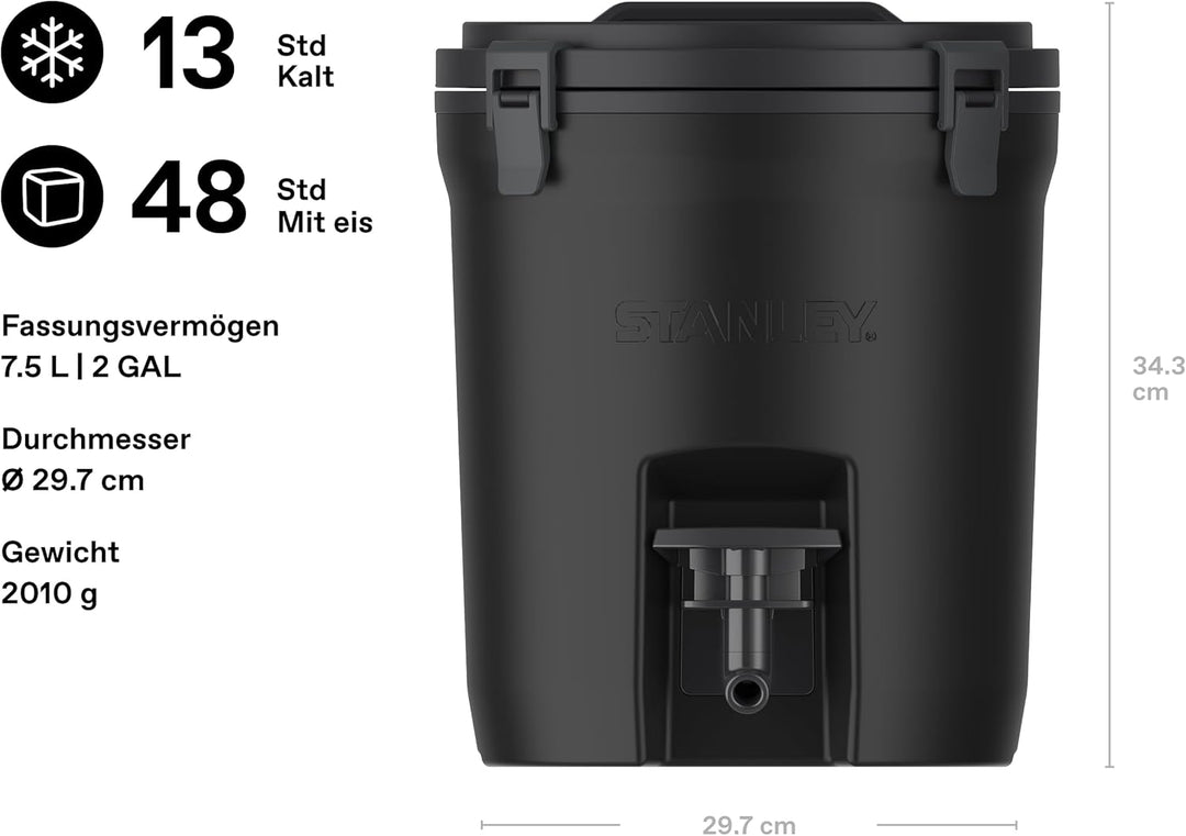 Stanley 1913 Adventure Fast-Flow Water Jug 7.5L - Black 2.0-13 Stunden Kalt - 2 Tage eisgekühlt - BP