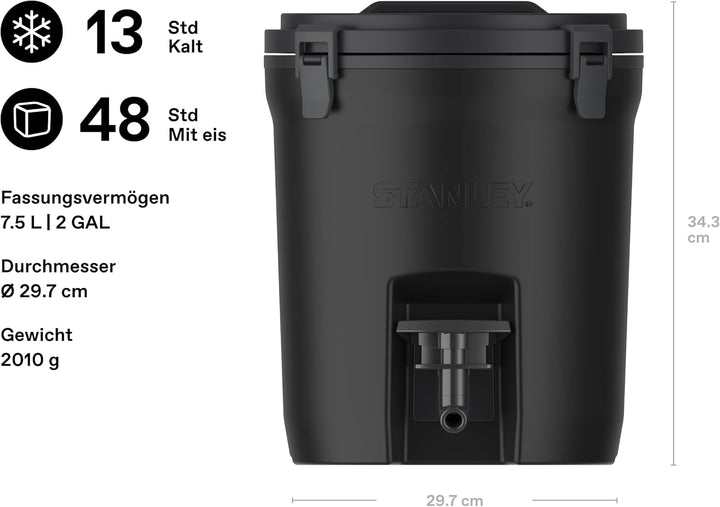 Stanley 1913 Adventure Fast-Flow Water Jug 7.5L - Black 2.0-13 Stunden Kalt - 2 Tage eisgekühlt - BP