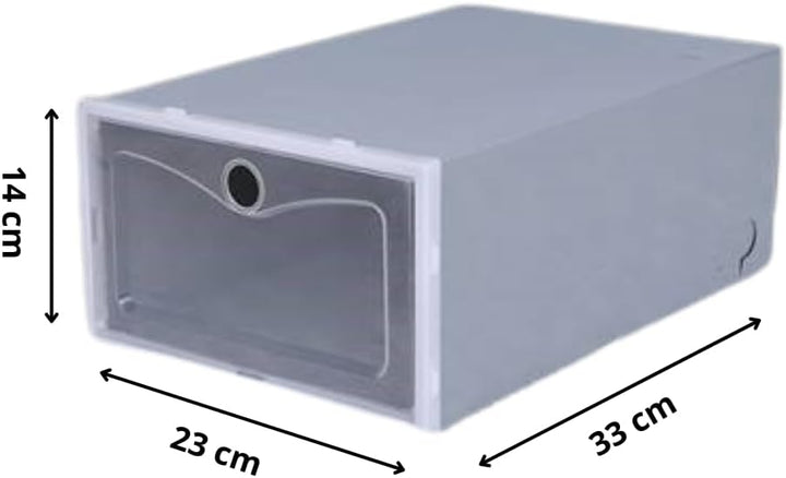 ZOLTA Schuhboxen Set 10 Stück stapelbar Aufbewahrungsboxen 33x23x14 cm Grau mit transparenter Klappt