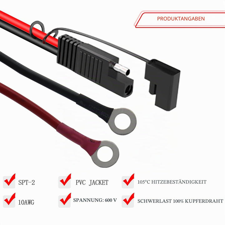 Sae Anschluss Kabel,10AWG SAE auf Ringkabelschuh SAE Batterie Verlängerungskabel mit 10A 15A 20A 25A