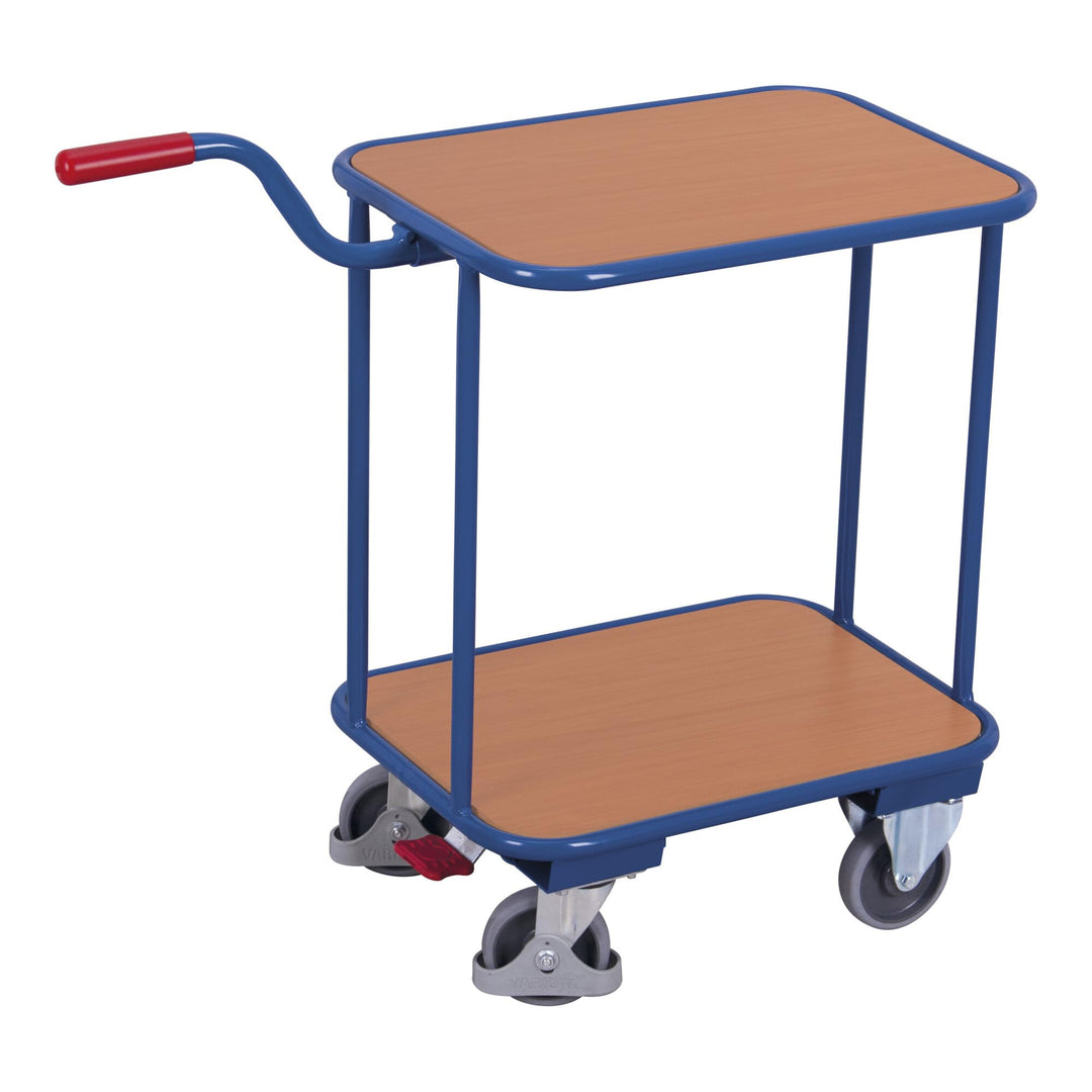 Griffroller mit 2 Ladeflächen RAL5010 Enzianblau Magazinwagen Magazinbügelwagen