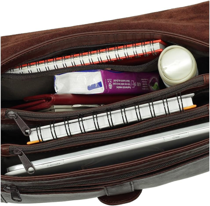 Ledershop24 Leder Damen Umhängetasche Schultertasche Festivaltasche Handtasche Tasche 28 cm vers. Fa