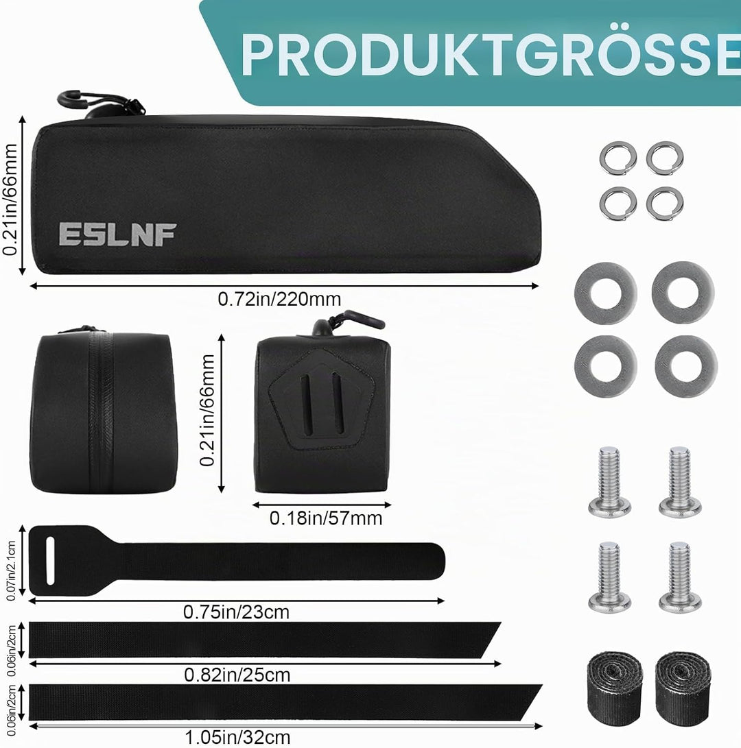 Fahrrad Rahmentasche Wasserdicht, TPU Oberrohrtasche Top Tube Bag mit Klett- und M5-Schraubbefestigu