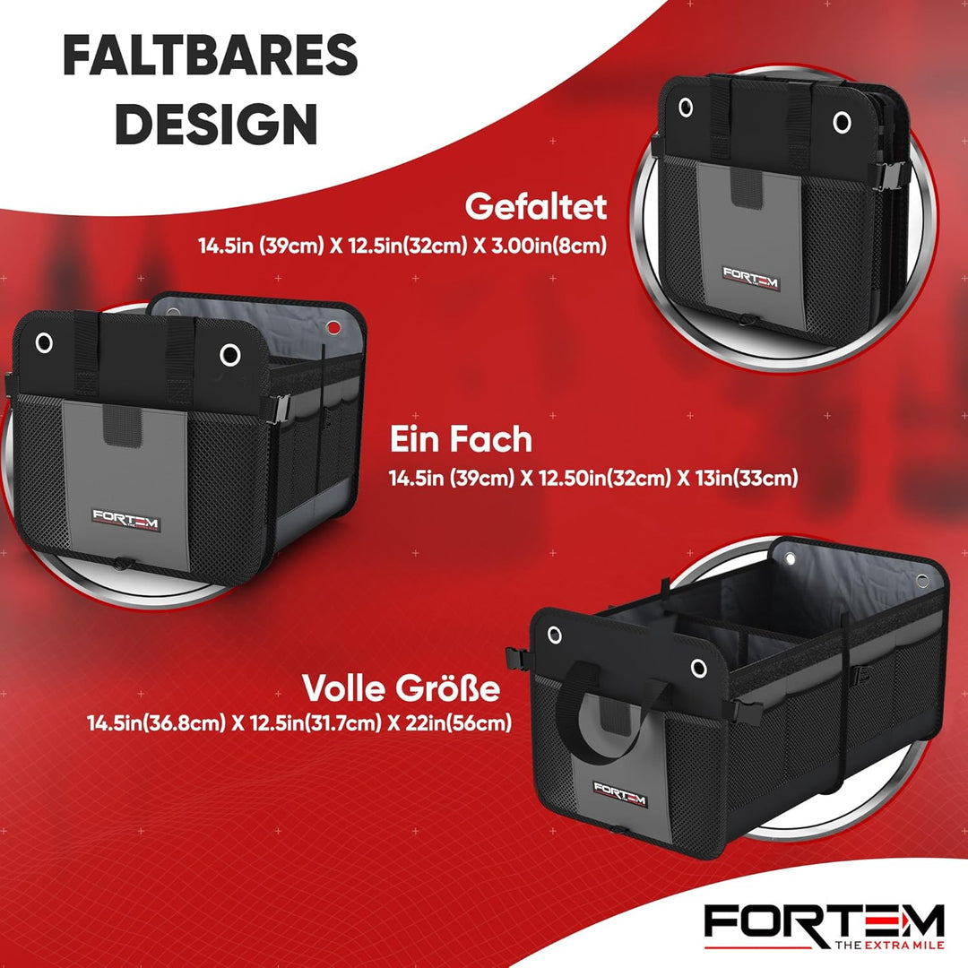 FORTEM Kofferraum Organizer, Kofferraumtasche, Zusammenklappbarer Auto Organizer Kofferraum mit Fäch