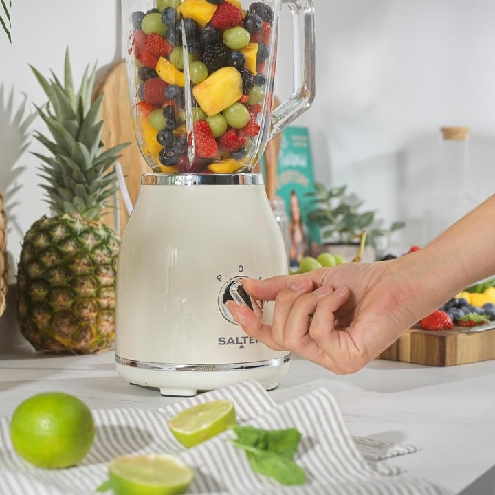 Salter Retro Cream Jug Blender - BPA-freier abnehmbarer 1,5-Liter-Glasbehälter, 2 Geschwindigkeiten