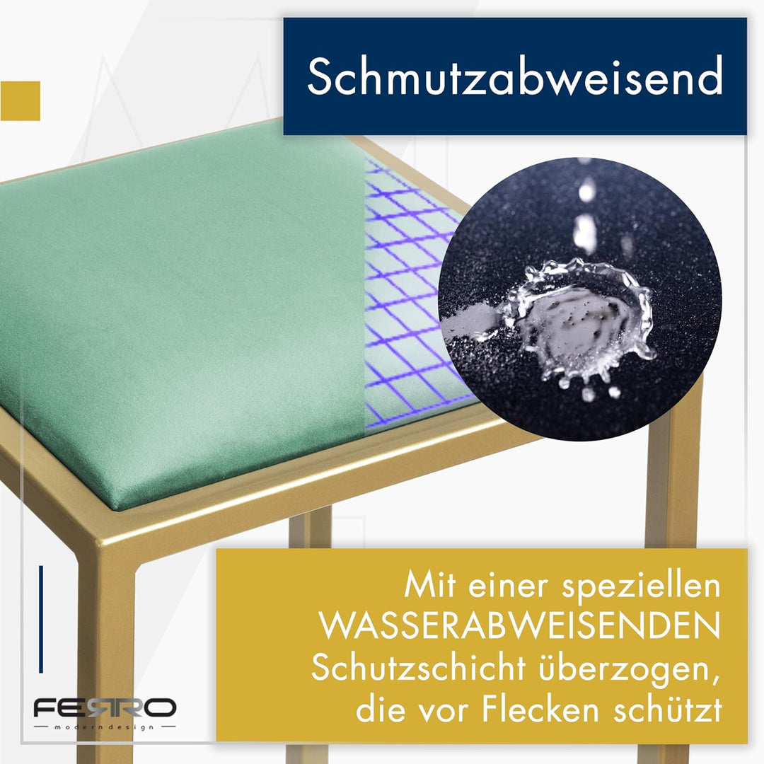 FERRO modern design Barhocker Gold ohne Lehne 64 cm - Metal Barstuhl mit Gepolstertem Sitz - Loft St