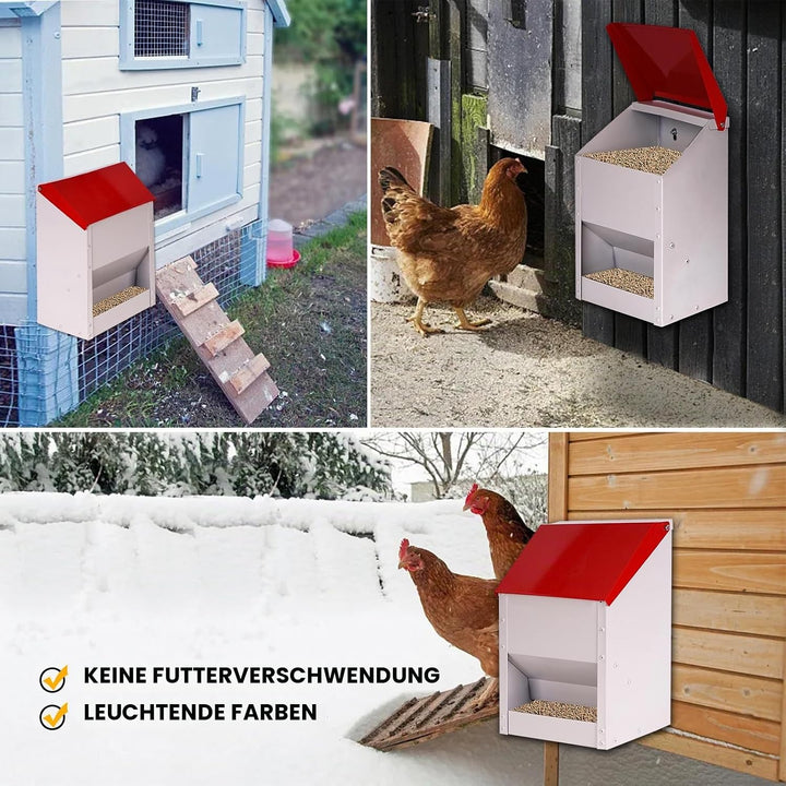 BREUAILY 4.5kg Futterautomat Hühner Hühnerfutter Automat Hängend Geflügelfutterautomaten mit Deckel