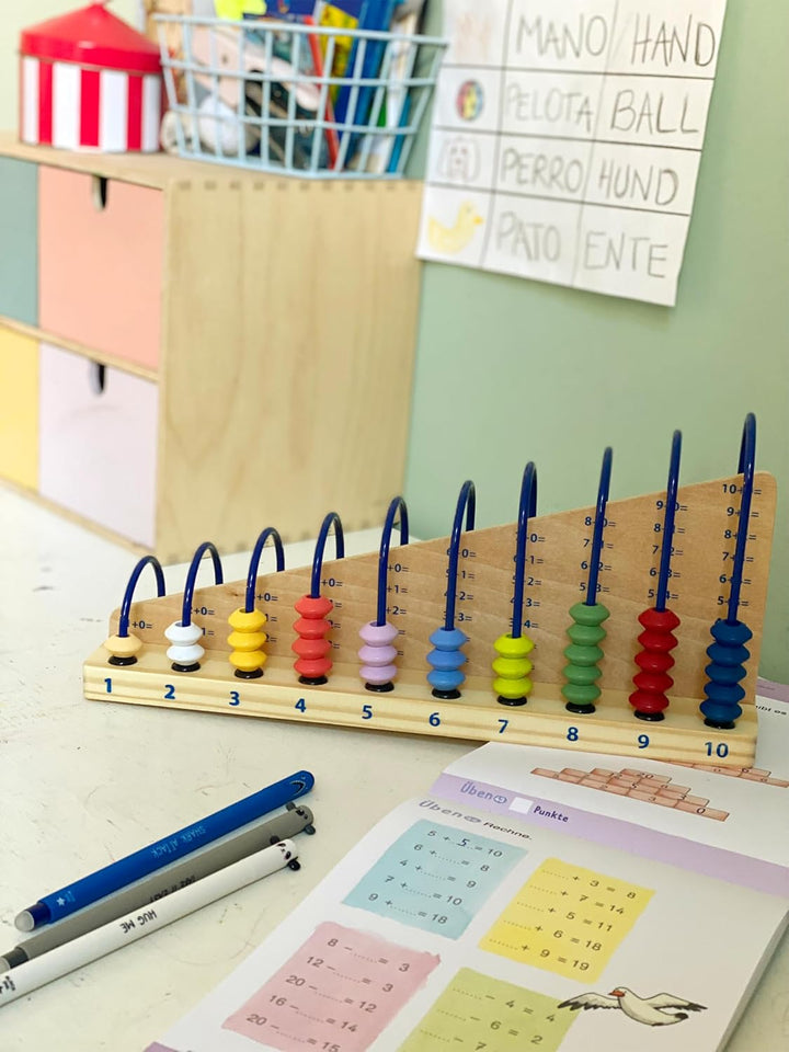 small foot Rechenschleife Educate, aus farbenfrohen Holzperlen, Lernspielzeug zum Rechnen Lernen, ab