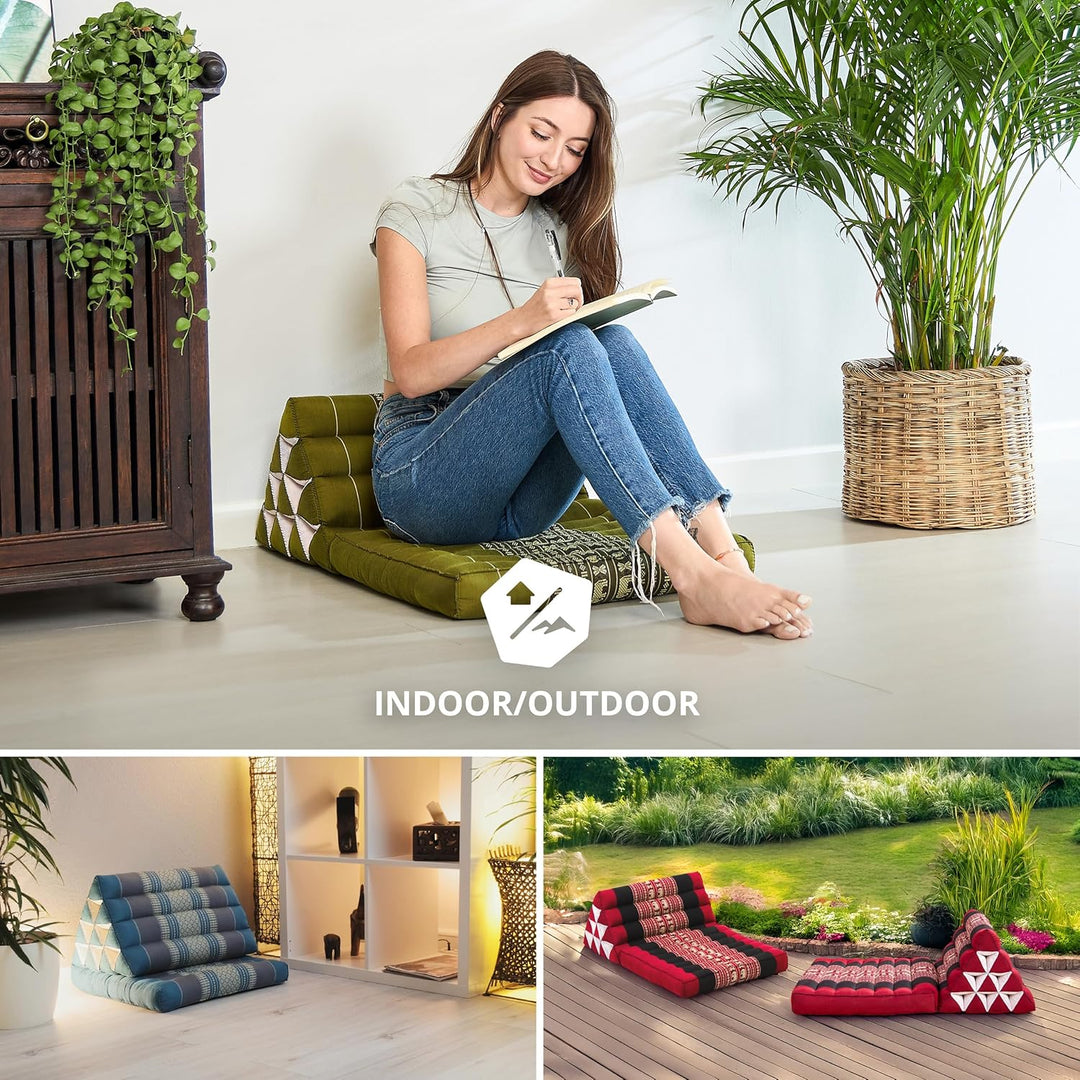 livasia Thaikissen mit 1 Auflage, Dreieckskissen mit Sitzkissen, Keilkissen mit Kapok, Rückenkissen