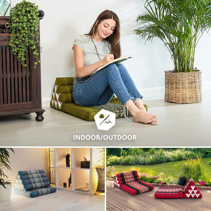 livasia Thaikissen mit 1 Auflage, Dreieckskissen mit Sitzkissen, Keilkissen mit Kapok, Rückenkissen