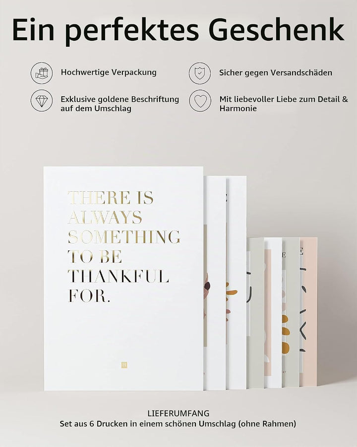 Heimlich® Premium Poster Set OHNE Bilderrahmen | 2 x DIN A3 &amp; 4 x DIN A4 - ca. 30x42 &amp; 21x30 | Stilv