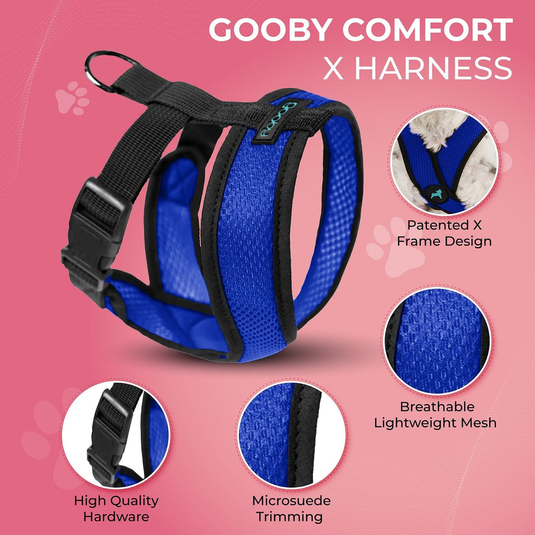 Gooby - Comfort X Kopf-in-Geschirr, erstickungsfrei, kleines Hundegeschirr mit Mikro-Wildlederbesatz