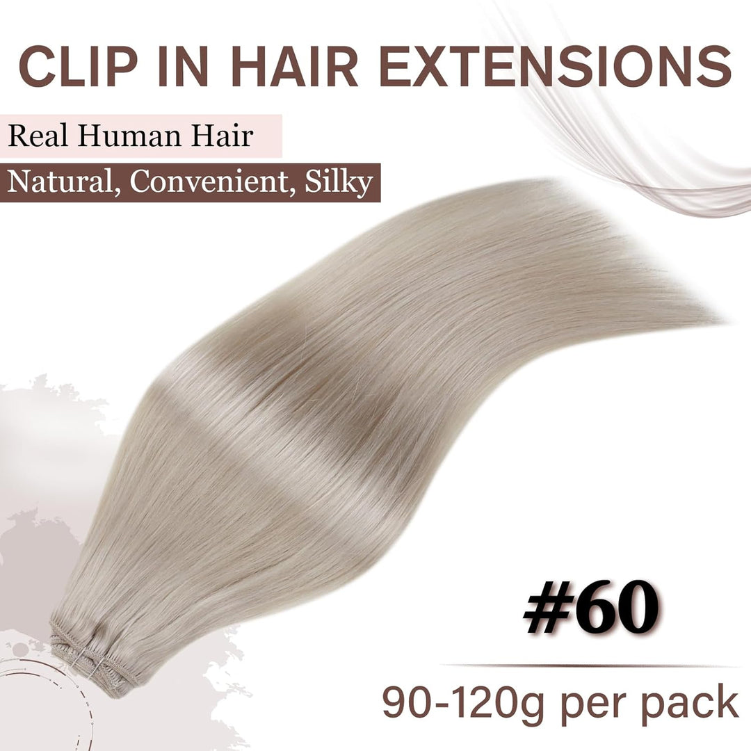 Hetto Blond Clip in Extensions Echthaar Remy Extensions Clip in Echthaar Weisse Blondine Clip in Ext