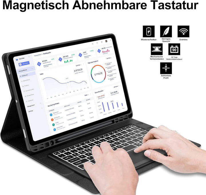 Hülle mit Tastatur für Samsung Galaxy Tab S11 Ultra 14,6 Zoll con Touchpad, Magnetisch Beleuchtung T