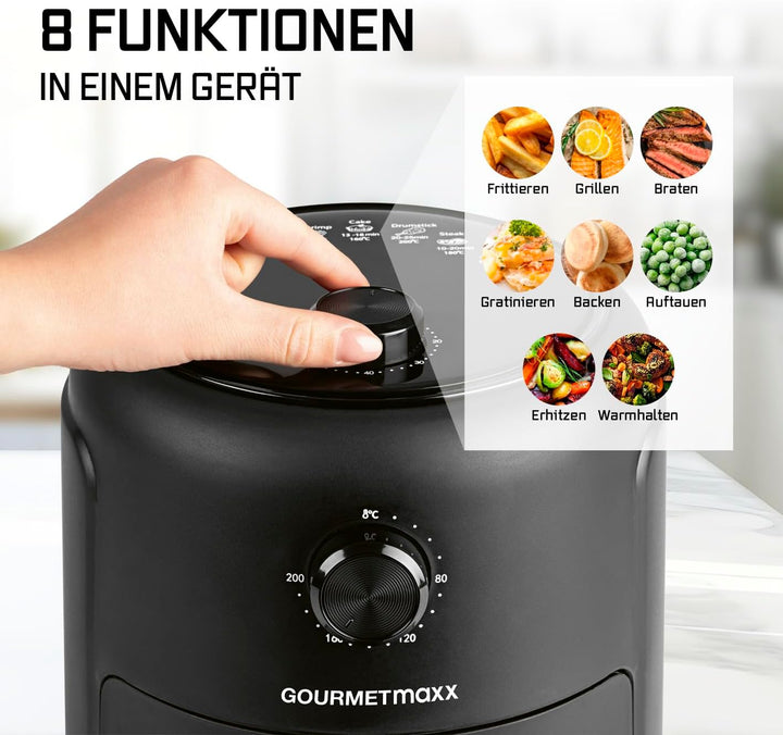 GOURMETmaxx Heissluftfritteuse, 2,3 l | Airfryer mit Timerfunktion (60 Minuten Timer) | Nahezu ohne