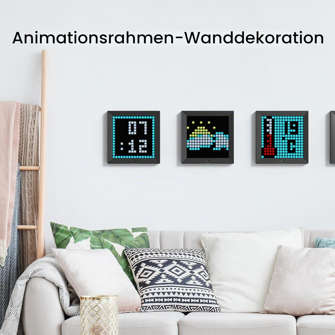 Divoom Pixoo Pixel Art Digitaler Bilderrahmen, Programmierbares 16 * 16 RGB LED Panel, Smart Clock m