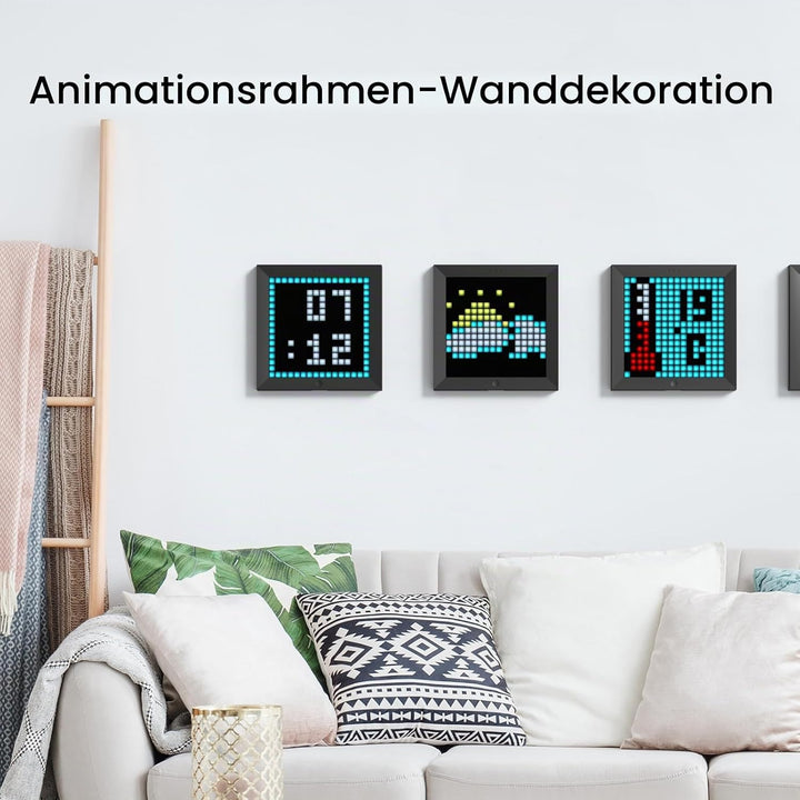Divoom Pixoo Pixel Art Digitaler Bilderrahmen, Programmierbares 16 * 16 RGB LED Panel, Smart Clock m