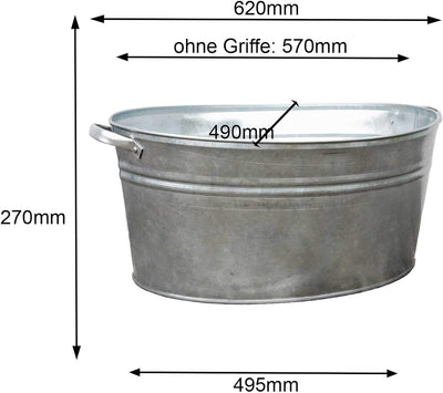 Zinkwanne oval 40 Liter mit stabilen