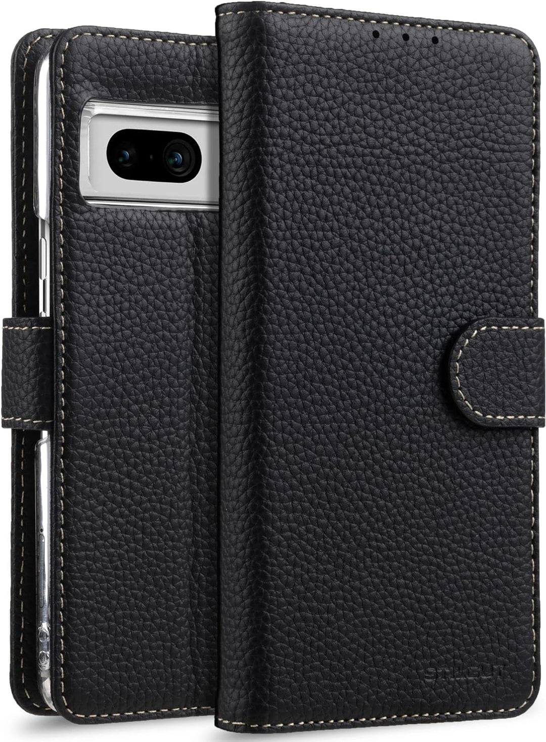 STILGUT Talis kompatibel mit Google Pixel 7 Hülle mit Kartenfach aus Leder, Wallet Case, Lederhülle