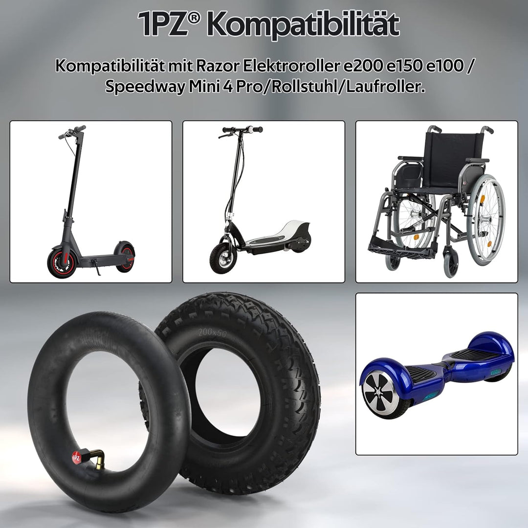 1PZ 2MN-7JW 200x50 Reifen und Schlauch Ersatz für Razor E100 E150 E200 Dune Buggy Schwinn ePunk Elek