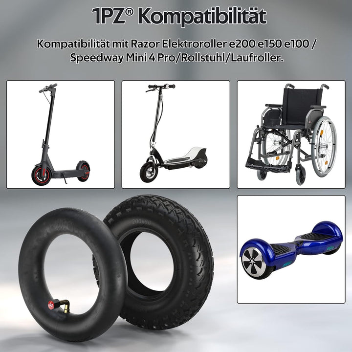 1PZ 2MN-7JW 200x50 Reifen und Schlauch Ersatz für Razor E100 E150 E200 Dune Buggy Schwinn ePunk Elek