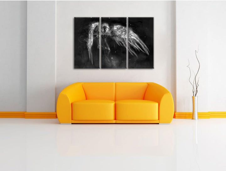 Pixxprint Alien Teufel im Weltraum als Leinwandbild | Grösse: 3 Teilig (120x80) | Wandbild| Kunstdru