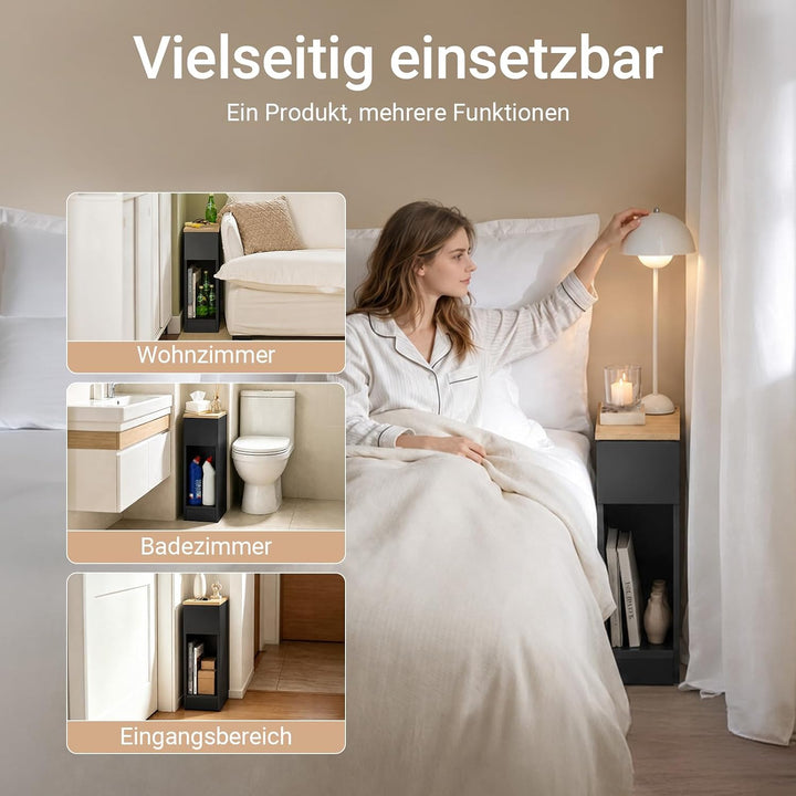 SoBuy FBT111-SCH Nachttisch mit Schublade für Boxspringbett Sofatisch Beistelltisch schmal Telefonti