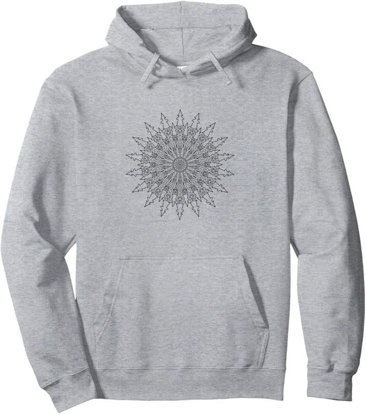 Vintage Illustrated Pine Tree Mandala Simple Zen Graphic Pullover Hoodie